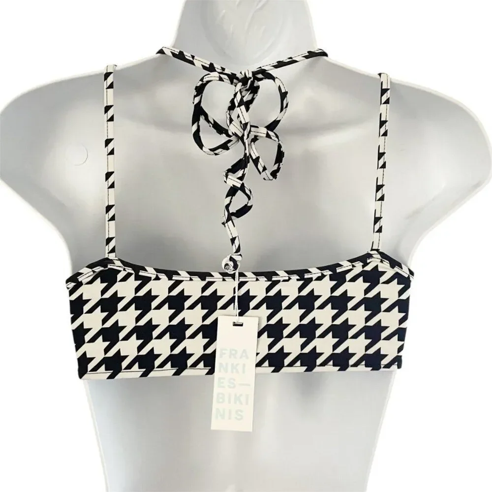 Frankie’s Bikinis Houndstooth Strappy Bikini Top Baddie Y2K Sporty Swim M